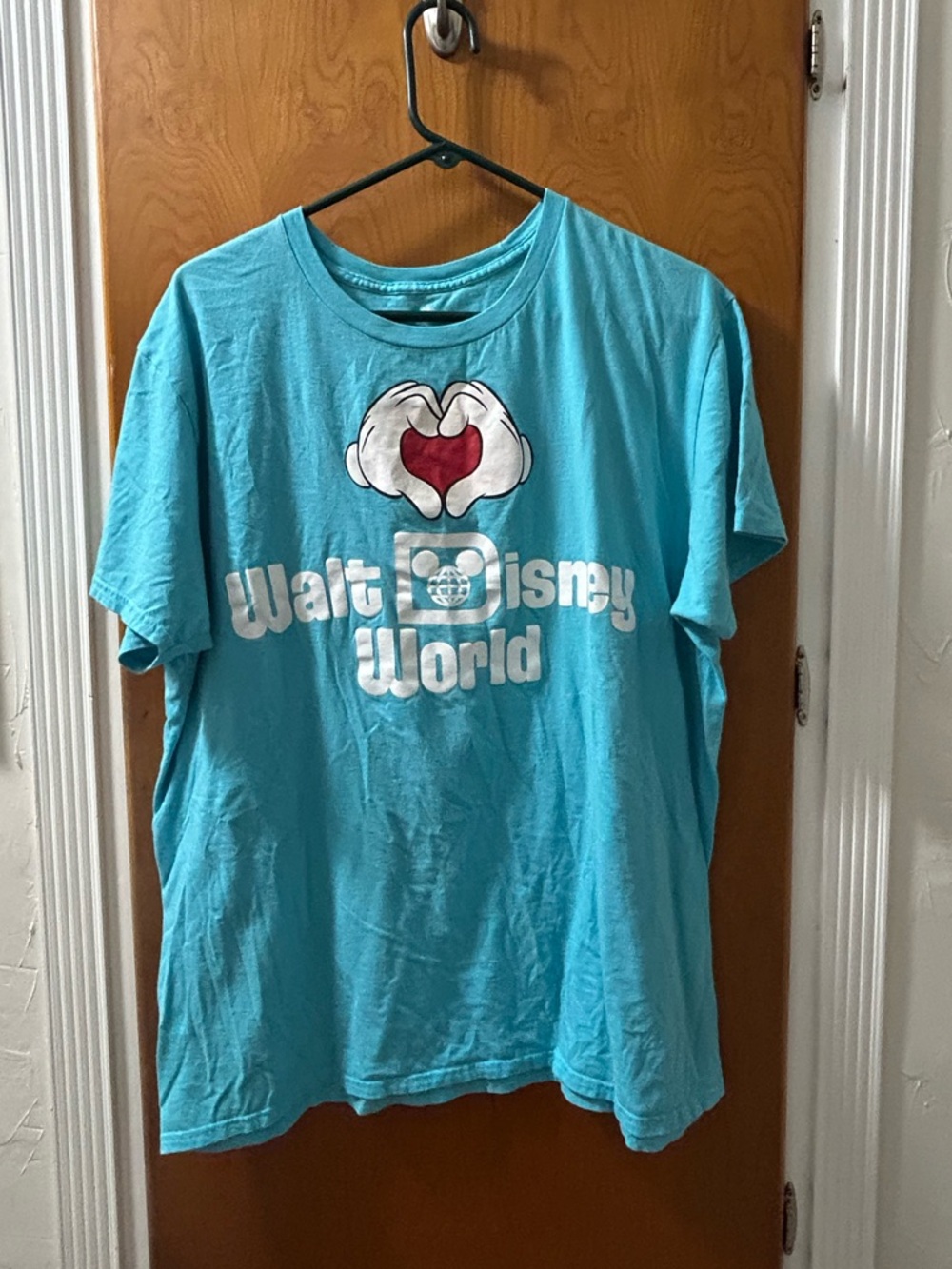 Disney Walt Disney World Turquoise T-Shirt with Red Heart Graphic